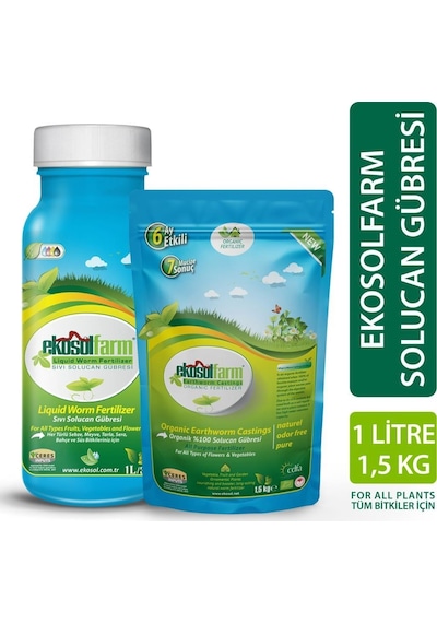 Ekosol Farm 1 L Sıvı Solucan Gübresi + 1.5 KG Hobi Katı Gübre