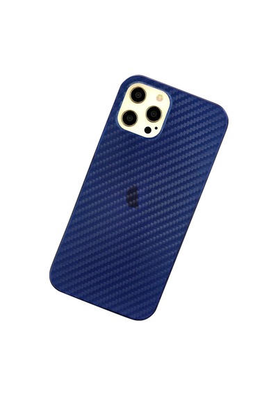 Cosmotex Newface Apple iPhone Uyumlu  12 Pro Max Kılıf Karbon Pp Silikon - Mavi
