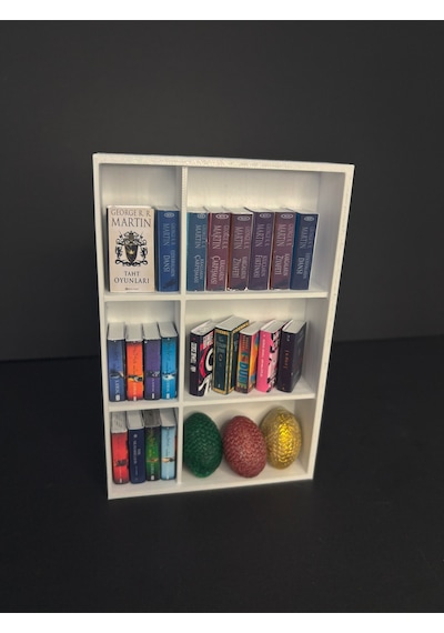 Minyatür Kitaplık El Yapımı Mini Kitap Ve Figürlü Dekoratif Kitaplık Koleksiyonluk
