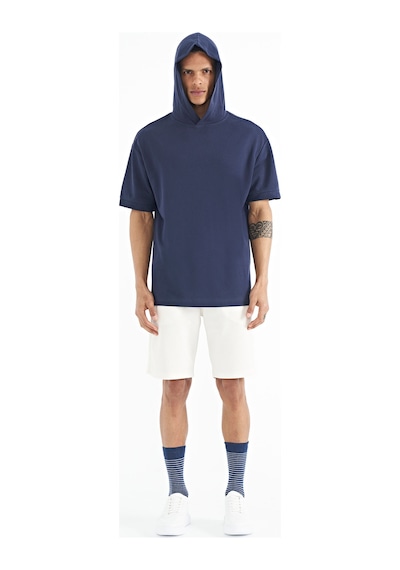 Tommy Life T11er-88179 Erkek Kapüşonlu Kol Etiket Detaylı Oversize T-shirt T11ER-88179-R0674