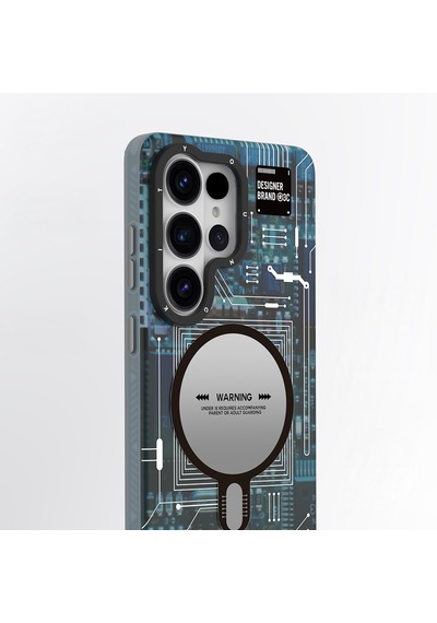 Galaxy S26 Ultra Kılıf M-safe Uyumlu Youngkit 360 Derece Standlı Technology Serisi Kapak Mavi Mavi