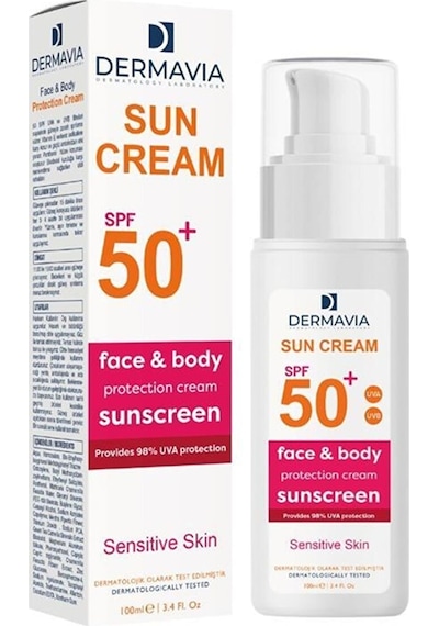 Dermavia Hassas Ciltler İçin Yüz ve Vücut Güneş Kremi SF50+ 100 ML