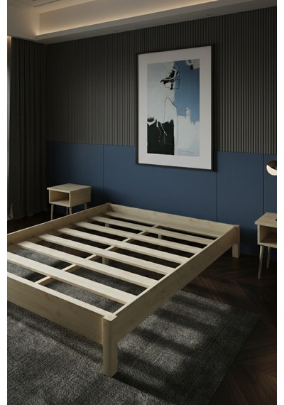 Renazzo Loft Masif Ahşap Karyola Natürel 140x200 Natürel - 140 X 200