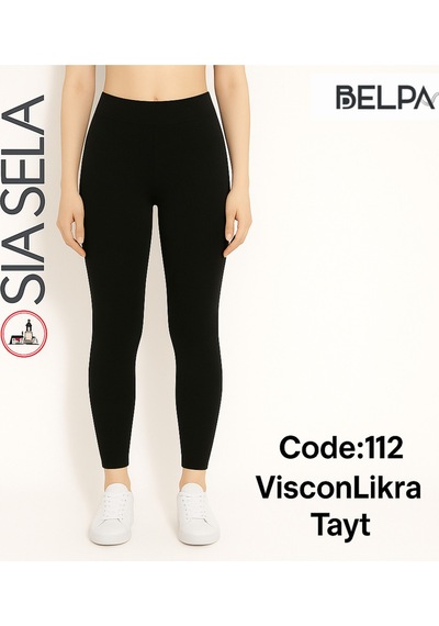 Belpa Sıla Sella Viskon Likralı Siyah Kadın Tayt Siyah