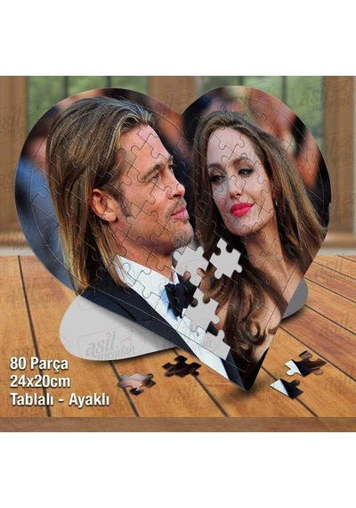 Kalpli Sevgililer Günü Kişiye Özel Tasarım Puzzle Fotoğraf Baskılı Yıldönümü Yapboz