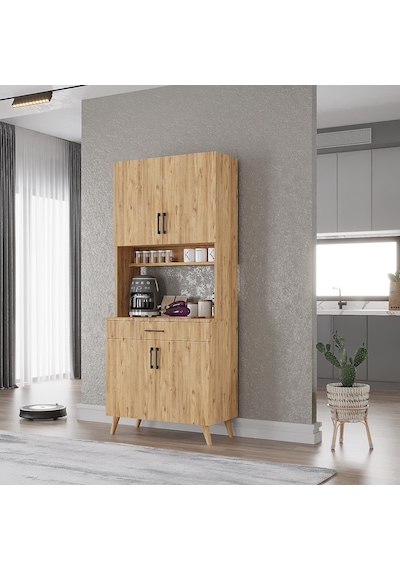 Loysen Kahve Köşesi Çok Amaçlı Dolap Kiler Mutfak Dolabı Çam -70 Cm Çam