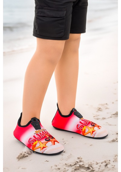 Kiko Kids Summer Havuz Plaj Kız Çocuk Deniz Ayakkabısı 7531 Kırmızı Kırmızı