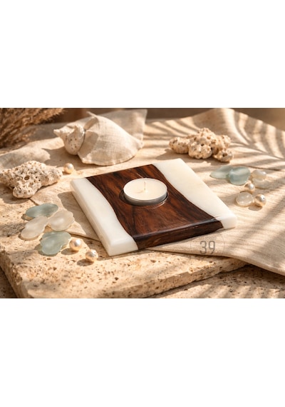 Classic Ceviz & Epoksi Mumluk El Yapımı Tealight Mumluk 12x12 Cm Tasarım Dekoratif Mumluk Karışık-çok Renkli Classic Ceviz & Epoksi Mumluk El Yapımı Tealight Mumluk 12x12 Cm Tasarım Dekoratif Mumluk Karışık-çok Renkli