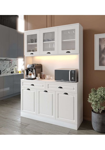 Guneystore Luna Kahve Köşesi - 140 Cm Mdf Mutfak Dolabı - Led Aydınlatmalı Beyaz Guneystore Luna Kahve Köşesi - 140 Cm Mdf Mutfak Dolabı - Led Aydınlatmalı Beyaz