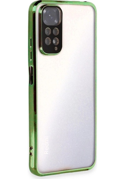 Xiaomi Redmi Note 11 Kılıf Razer Lensli Silikon - Yeşil Düz Renkli