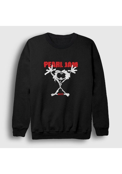 Presmono Unisex Alive Pearl Jam Sweatshirt Siyah