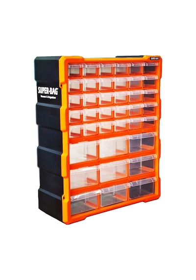 Super-bag Asr-6001 Monoblok Çekmece Seti 39'lu Büyük 9 Büyük + 30 Küçük 38.1x15.7x47.5 Cm