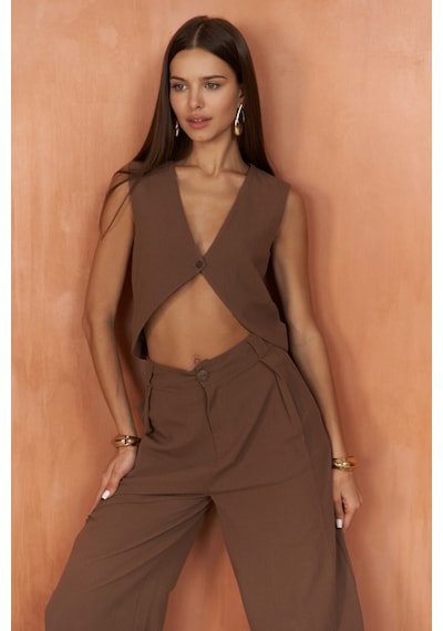 Mai Collection Mai Studios Co. Montana Kahve Yelek Pantolon Takım Kahve