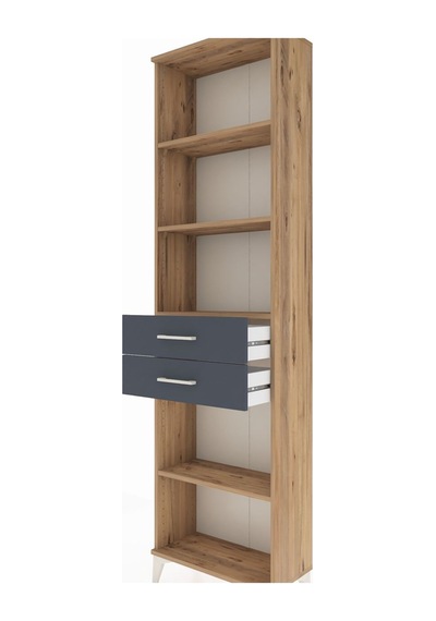 Arges Dolap 4 Raflı 2 Çekmeceli 60x30x221 Çam-antrasit Çam