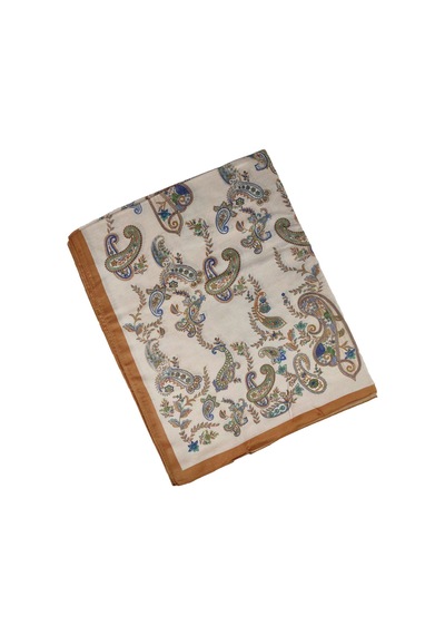 Mim Eşarp Enba Etnik Desenli Soft Pamuklu Şal 75x190 Cm Gold - Krem