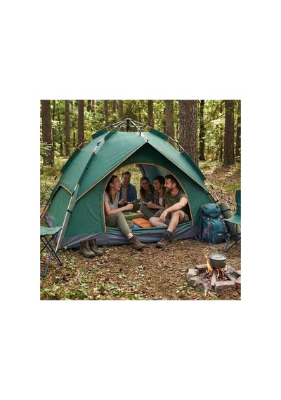 Buffer 6 Kişilik Otomatik Kamp Çadırı Çift Katmanlı, Suya Dayanıklı, Hızlı Kurulum Outdoor Aile V Yeşil