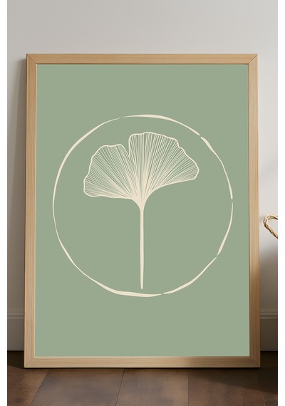 Ginkgo Ahşap Çerçeveli Poster, Dekoratif Sanatsal Duvar Tablosu
