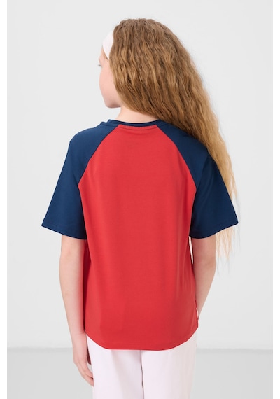 Fiesta O Yaka Pamuklu Baskılı Oversize Fit Kız Çocuk T-shirt - 75179 Kırmızı