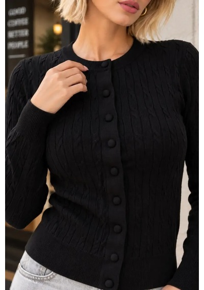 Park Karon Kadın Lüks Korspan Core-spun İplik Saç Örgü Bisiklet Yaka Triko Hırka 12551 Siyah Park Karon Kadın Lüks Korspan Core-spun İplik Saç Örgü Bisiklet Yaka Triko Hırka 12551 Siyah