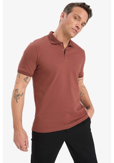 DeFacto Slim Fit Dar Kesim Polo Yaka Kısa Kollu Dokulu Basic Düz Tişört T5259AZ25SMBN414
