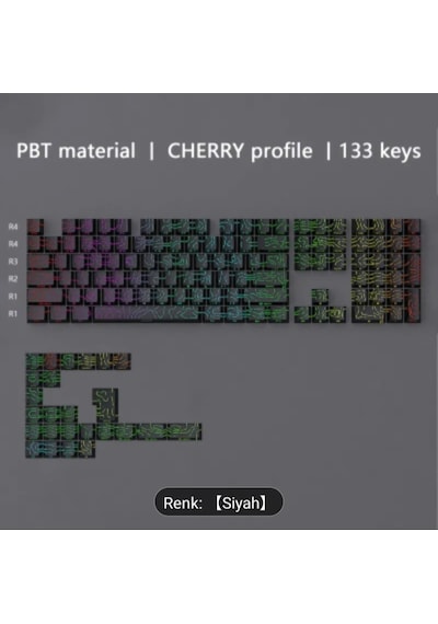 Mekanik Klavye Kontur Keycaps Seti- 137 Tuş Şeffaf Rgb Uyumlu Çizgili Tuş Takımı Beyaz