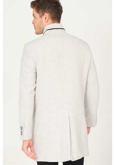 Plt8386 Dewberry Erkek Palto-Diagonal Gri-Krem-Diagonal Gri-Krem Gri - Krem
