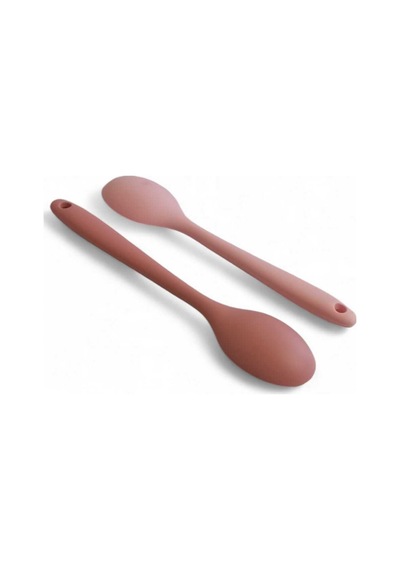 20cm Isıya Dayanıklı 2'li Silikon Kaşık Seti Pembe Tozpembe Pembe - Tozpembe