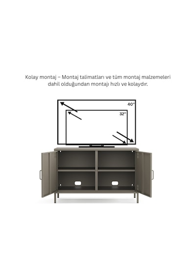 Tv Ünitesi, Tv Dolabı,2 Kapaklı Dolap 100,50 X 40 X 64,50 Cm Ral 7039 Acıbadem Antrasit Tv Ünitesi, Tv Dolabı,2 Kapaklı Dolap 100,50 X 40 X 64,50 Cm Ral 7039 Acıbadem Antrasit