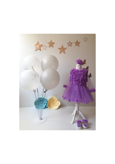 Hayy Baby Kids Wear Lila Şifon Çiçekli Elbise