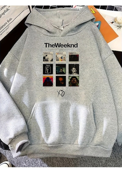 Uyguntarz Unisex The Weekend Baskılı Oversize Sweatshirt Gri