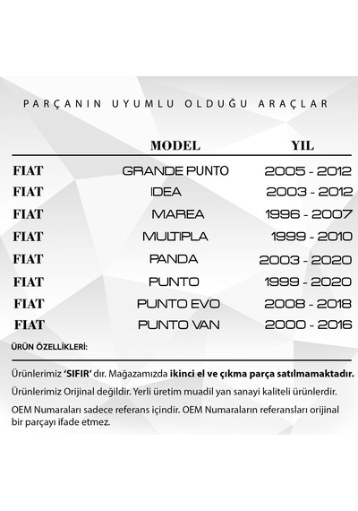 Fiat Doblo, Ducato, 500, Punto İçin Şamandıra Kapağı