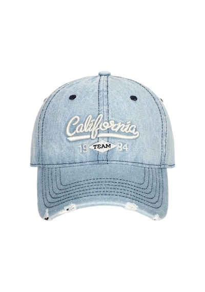 Tezzgelsin Kadın California Nakışlı Vintage Denim Şapka Eskitme Kot Baseball Kep Şapka Mavi