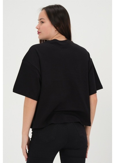 Rich Oversize Kadın T-Shirt %100 Pamuk Tişört Siyah