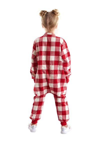 Denokids Fox Ekose Kız Çocuk Tulum Çok Renkli