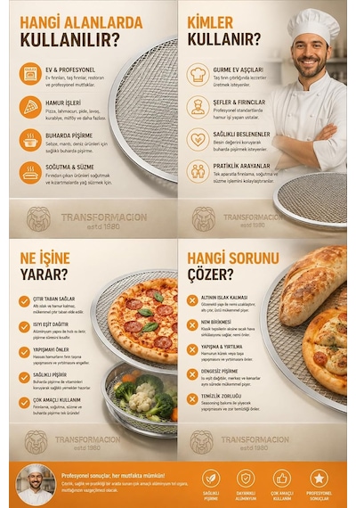 Pizza Teli 2'li Set 36 Cm Çıtır Taban Hamur Pişirme Izgarası Gözenekli Fırın Tepsisi Lahmacun Lavaş Pide Pişir Genel