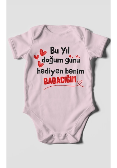 Morivokids Babaya Özel Kısa Kollu Bebek Body %100 Pamuk Zbn296-kk Bebe Pembe
