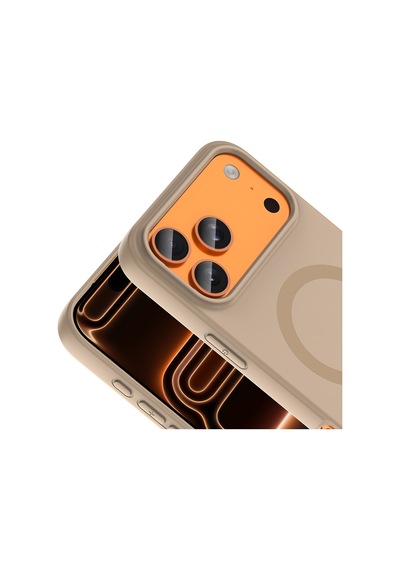İphone 18 Pro Max Kılıf M-safe Şarj Özellikli Zore Aris Silikon Kapak - Krem