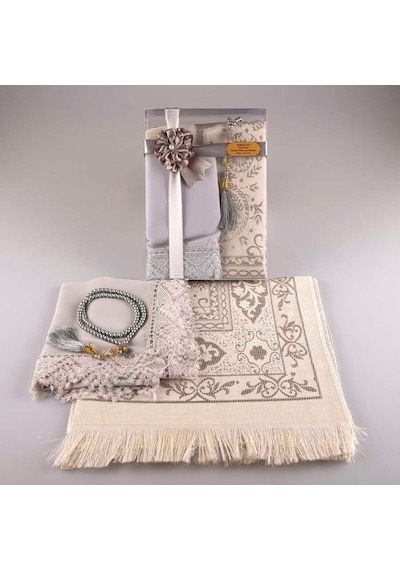 Tesbih Seccade Şal Set (Gri)