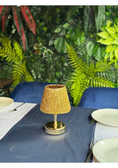 Modern Led Abajur Üst Gold -alt Parlak Gold Detay