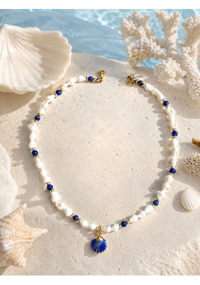 Lapis Lazuli Taşı Ve Deniz Kabuğu Yaz Kolyesi Çok Renkli