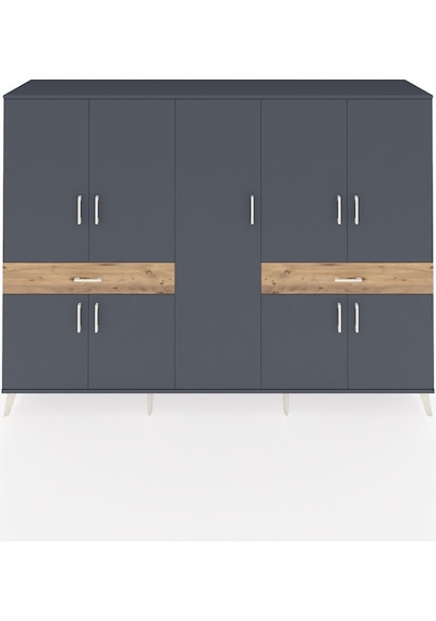 Hyperion Dolap 12 Raflı 2 Çekmeceli 8 Kapaklı 220x44x163 Antrasit Antrasit-antrasit/çam Hyperion Dolap 12 Raflı 2 Çekmeceli 8 Kapaklı 220x44x163 Antrasit Antrasit-antrasit/çam