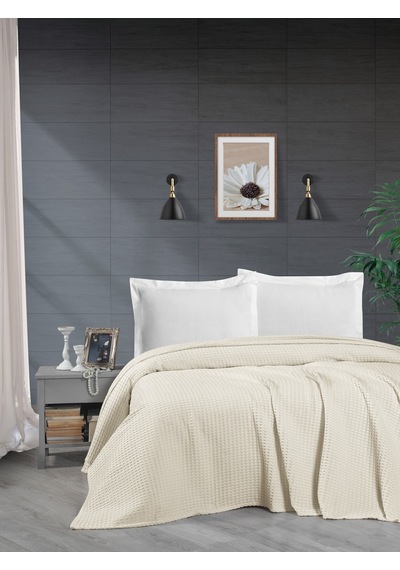 Mulberry Havuzlu Pike Örgü battaniyesi Kalın İplik Ev Dekorasyonu Çift Kişilik 220 x 240 Krem
