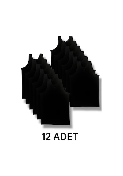 Askılı Erkek Atlet Pamuklu 12'li Paket Siyah