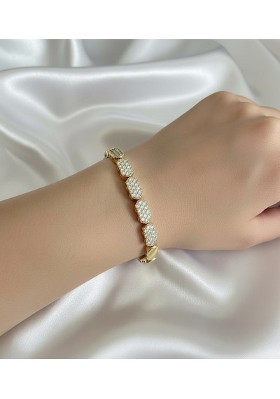 Xuping Modern Tasarım Taşlı Kuyumcu Serisi Premium Bileklik 17cm + 2cm Ayarlı Gold