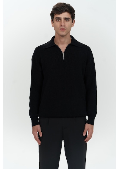 Mai Collection Mai Studios Co. Oberon Polo Yaka Yarım Fermuarlı Siyah Erkek Triko Kazak Siyah Mai Collection Mai Studios Co. Oberon Polo Yaka Yarım Fermuarlı Siyah Erkek Triko Kazak Siyah