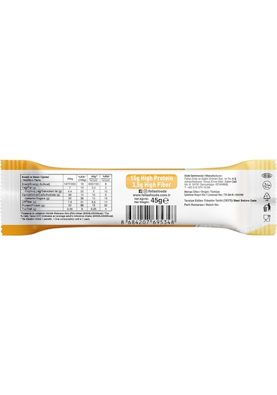 Fellas Yüksek Protein Bar - Muzlu 45 G  x 12 Adet