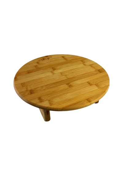 Bambu Ayaklı Sunumluk, Servis, Kesim Tahtası Çap 32cm