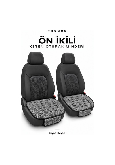 Honda City 2009-2013 Çizgili Keten 3'lü Minder Siyah-beyaz