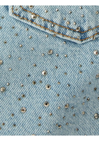 Koton Taş Detaylı Oversize Düğmeli Çift Cepli Kot Ceket Açık İndigo 5sal50010md Açık İndigo Koton Taş Detaylı Oversize Düğmeli Çift Cepli Kot Ceket Açık İndigo 5sal50010md Açık İndigo