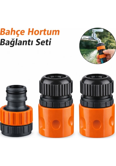 1/2" Hortum Musluk Bağlantı Adaptörü 2 Adet + 1/2-3/4" Musluk Adaptörü Bahçe Sulama Aparatı 1